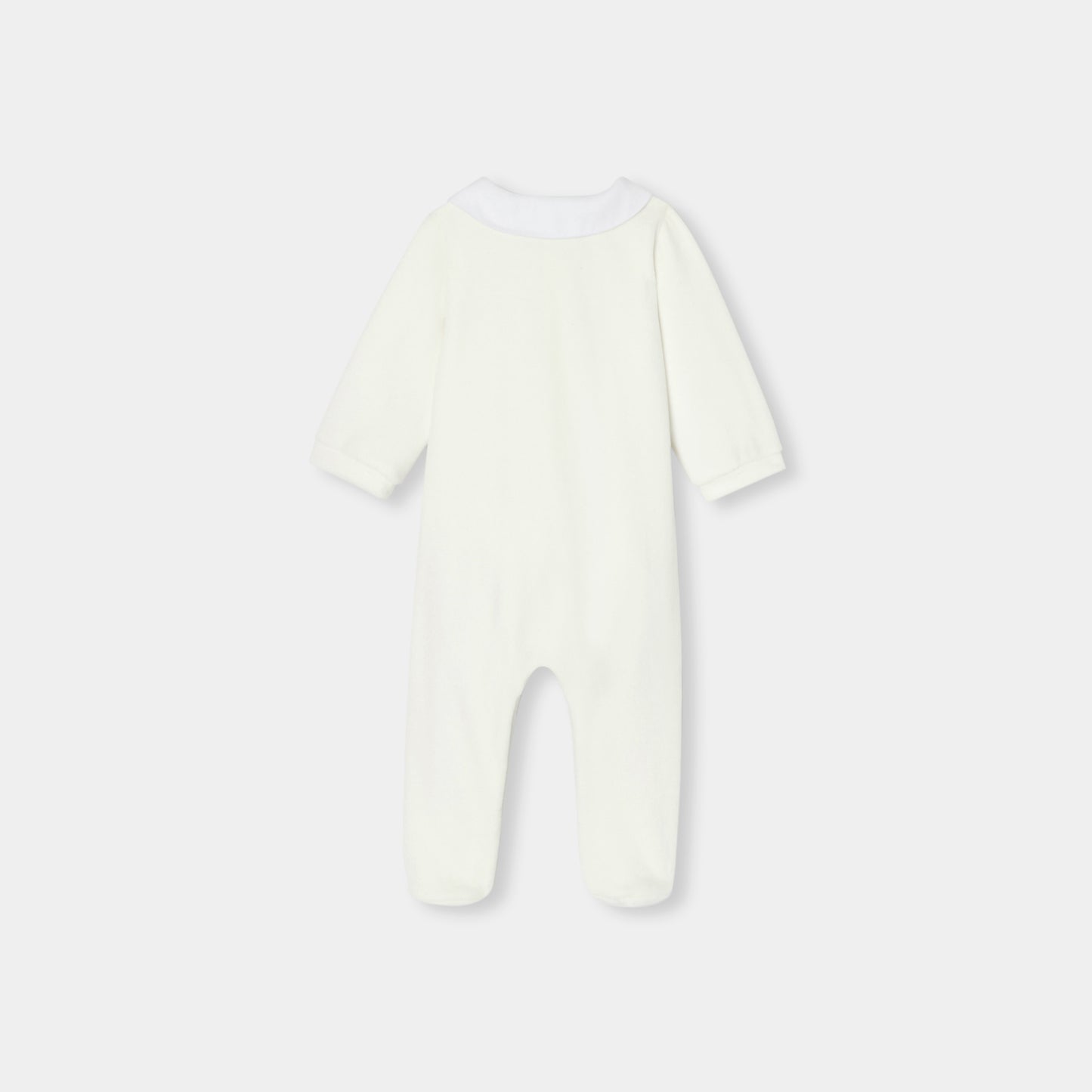 ベロア調生地足つきロンパース