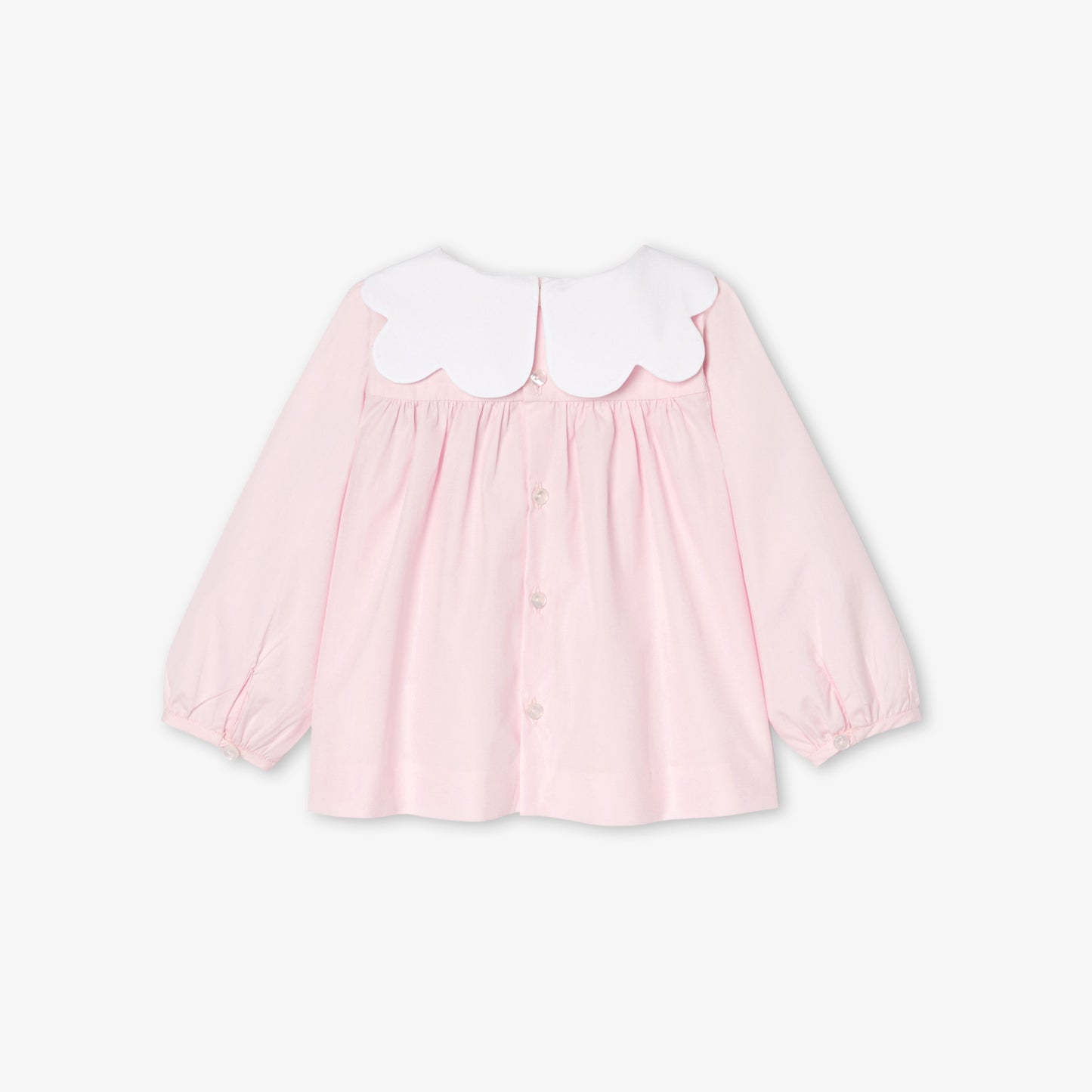 スカラップデザイン長袖ブラウス