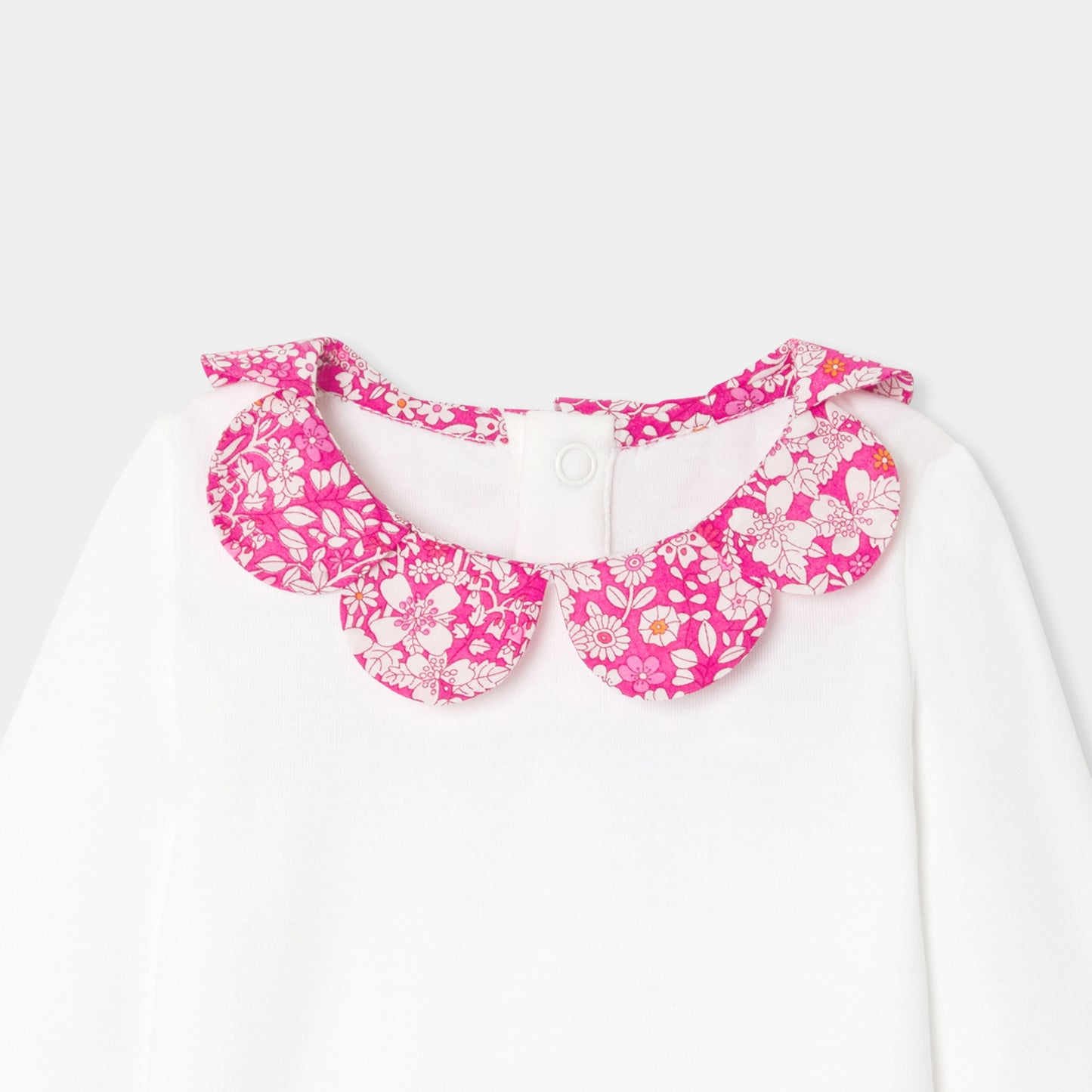 リバティプリント襟付きボディスーツ