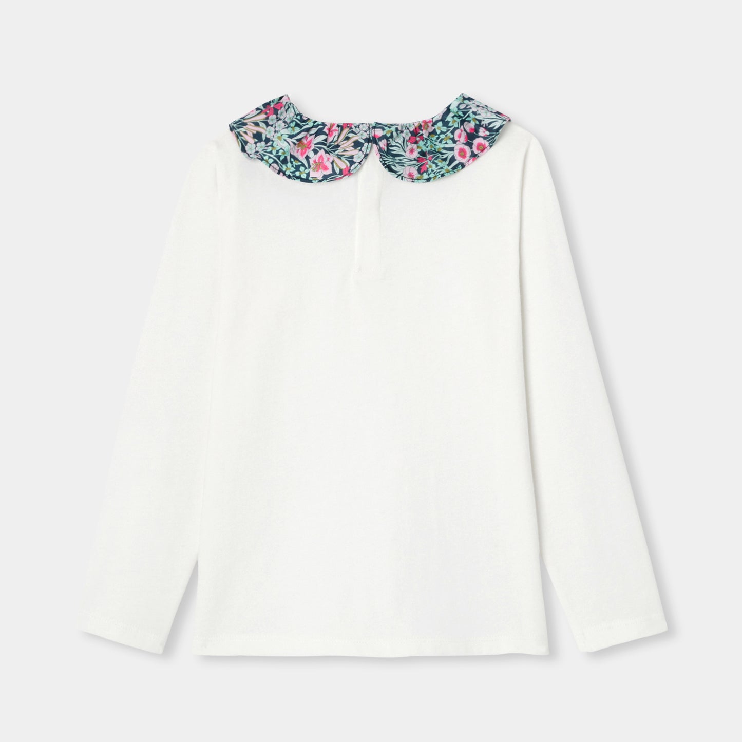 リバティプリント襟付き長袖Tシャツ