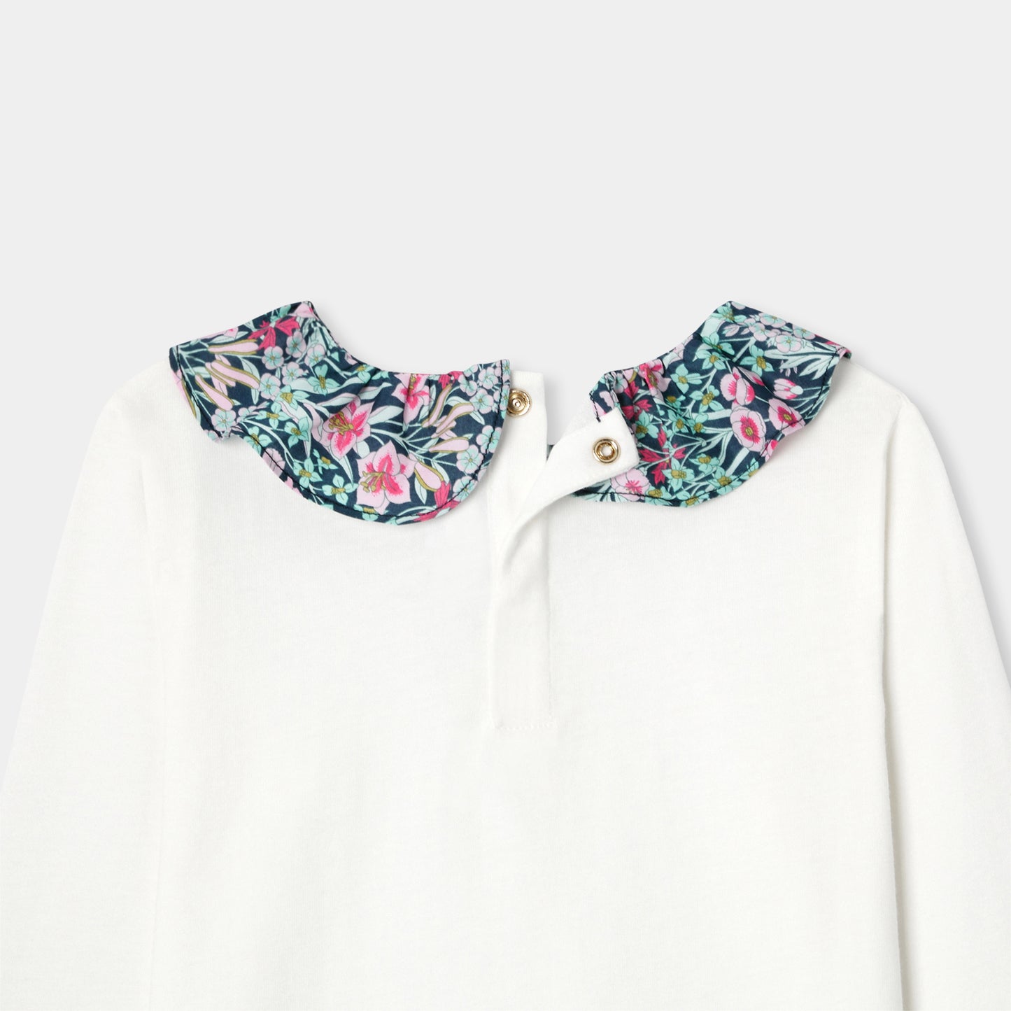 リバティプリント襟付き長袖Tシャツ