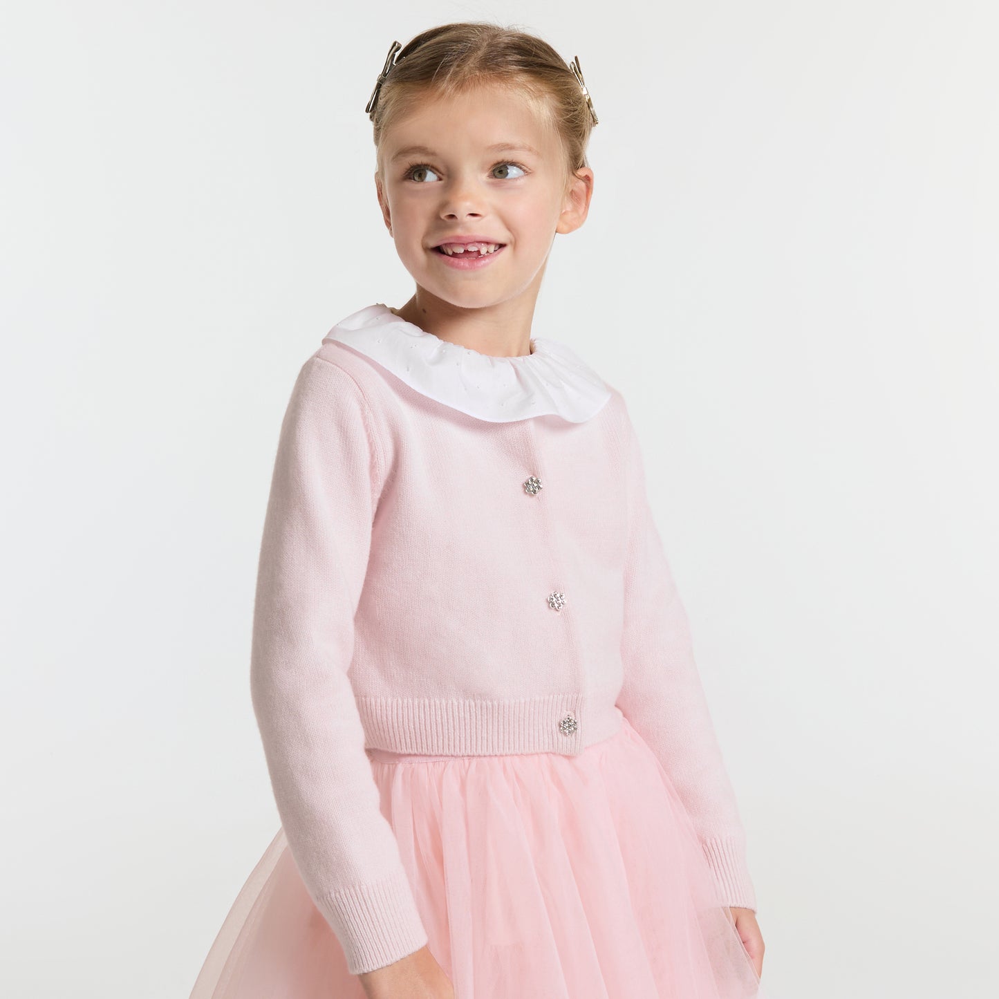 花型ボタン付きカーディガン