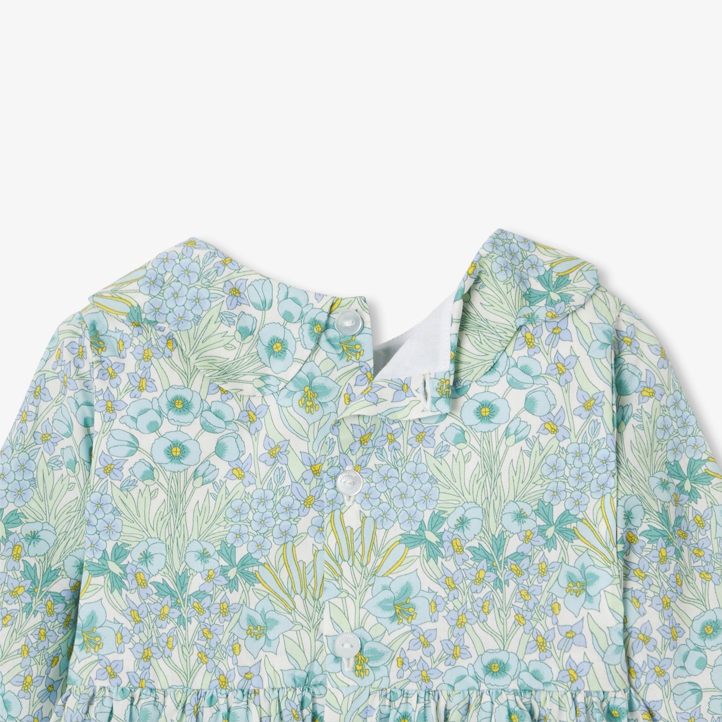 リバティプリント長袖ワンピース