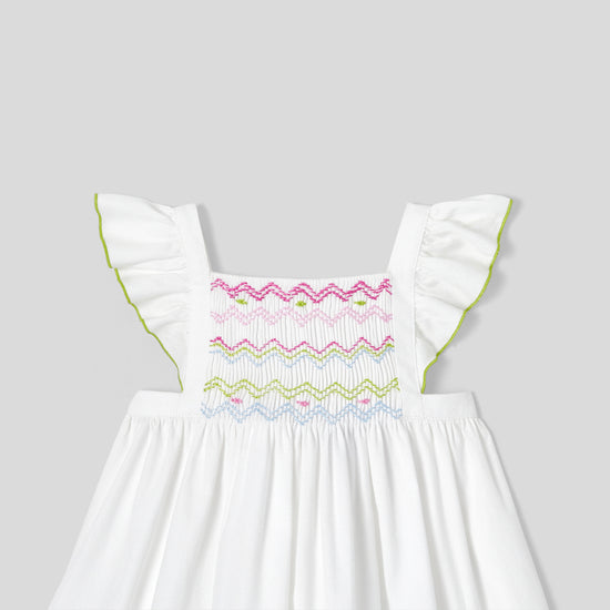 NAJOIE - スモック刺繡入りフリル付きワンピース