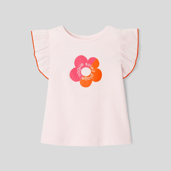 NODILE - フラワープリントフリル袖Tシャツ