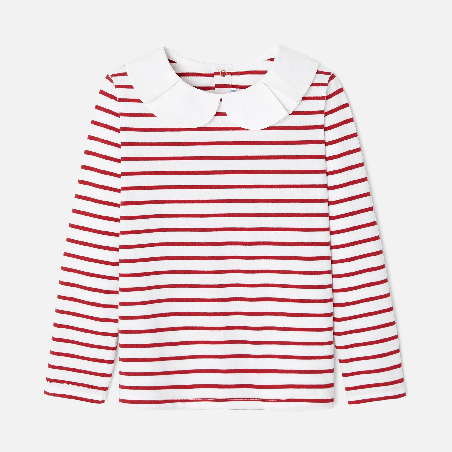 LADY - ボックスプリーツ襟ストライプ長袖Tシャツ