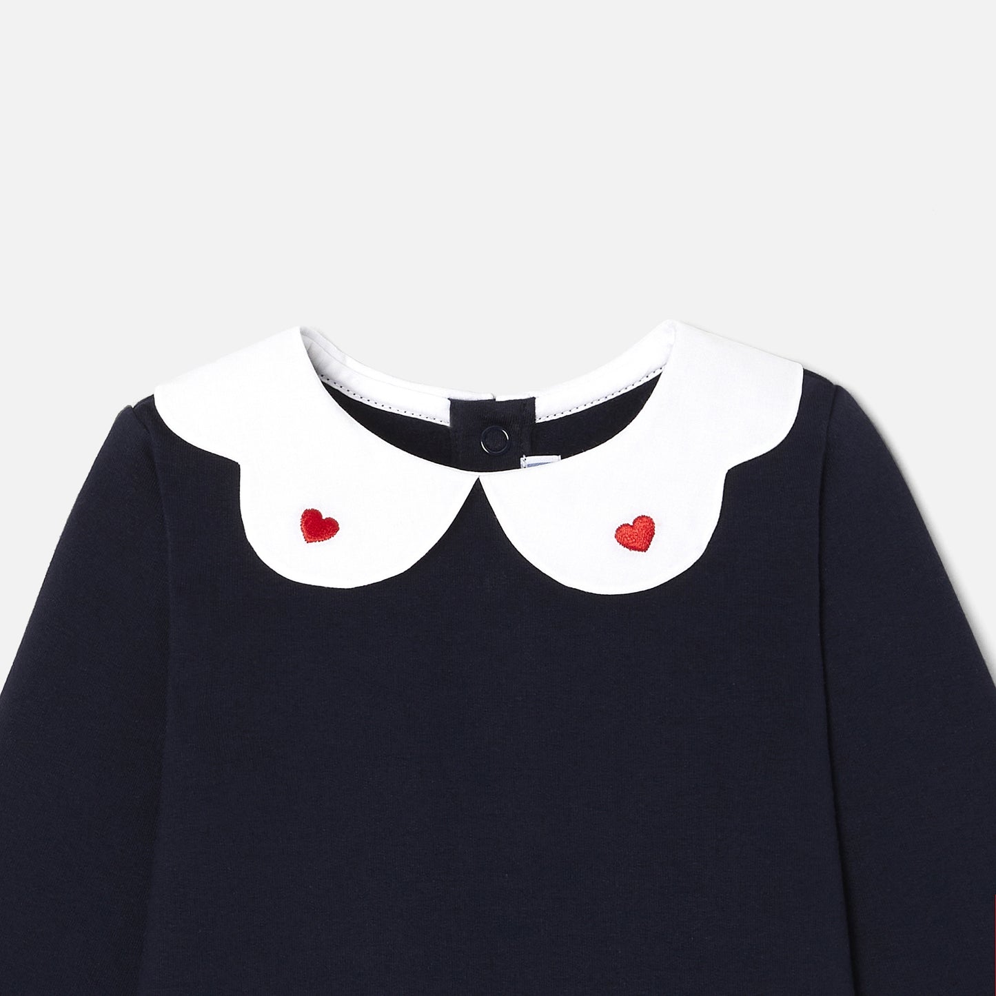LALY - 刺繡襟付きスカラップワンピース