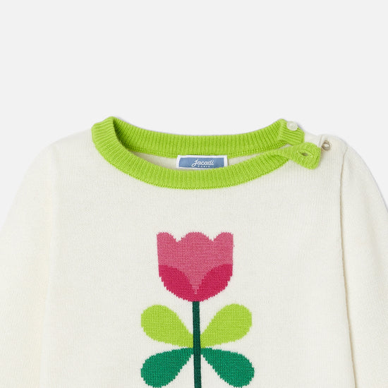 POPCORN - インターシャ織フラワーデザインセーター
