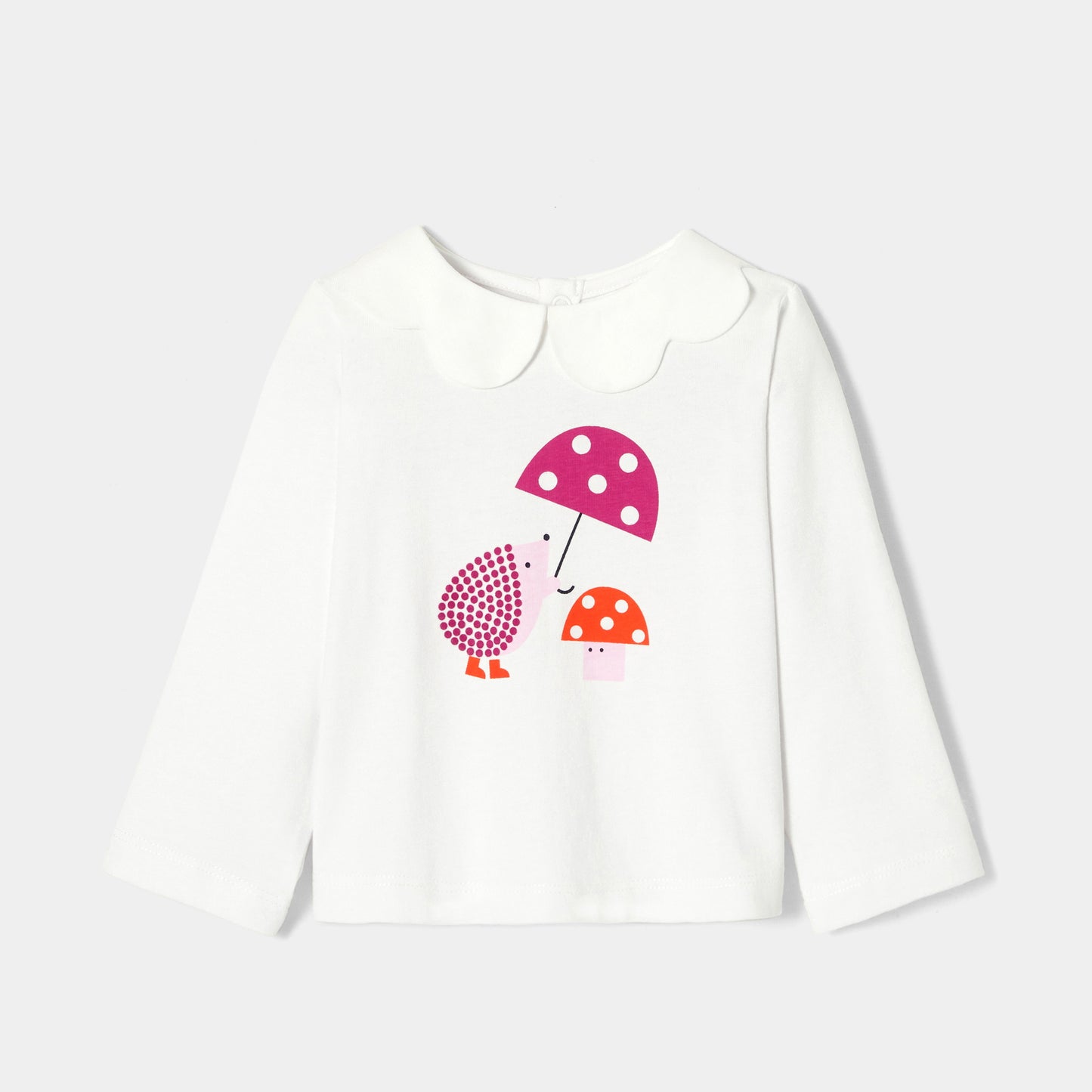 PEYTO - スカラップ襟プリント入り長袖Tシャツ