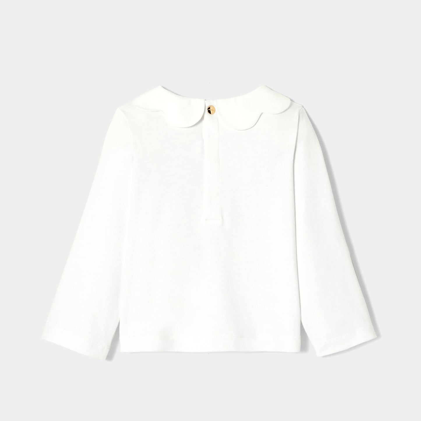 PEYTO - スカラップ襟プリント入り長袖Tシャツ