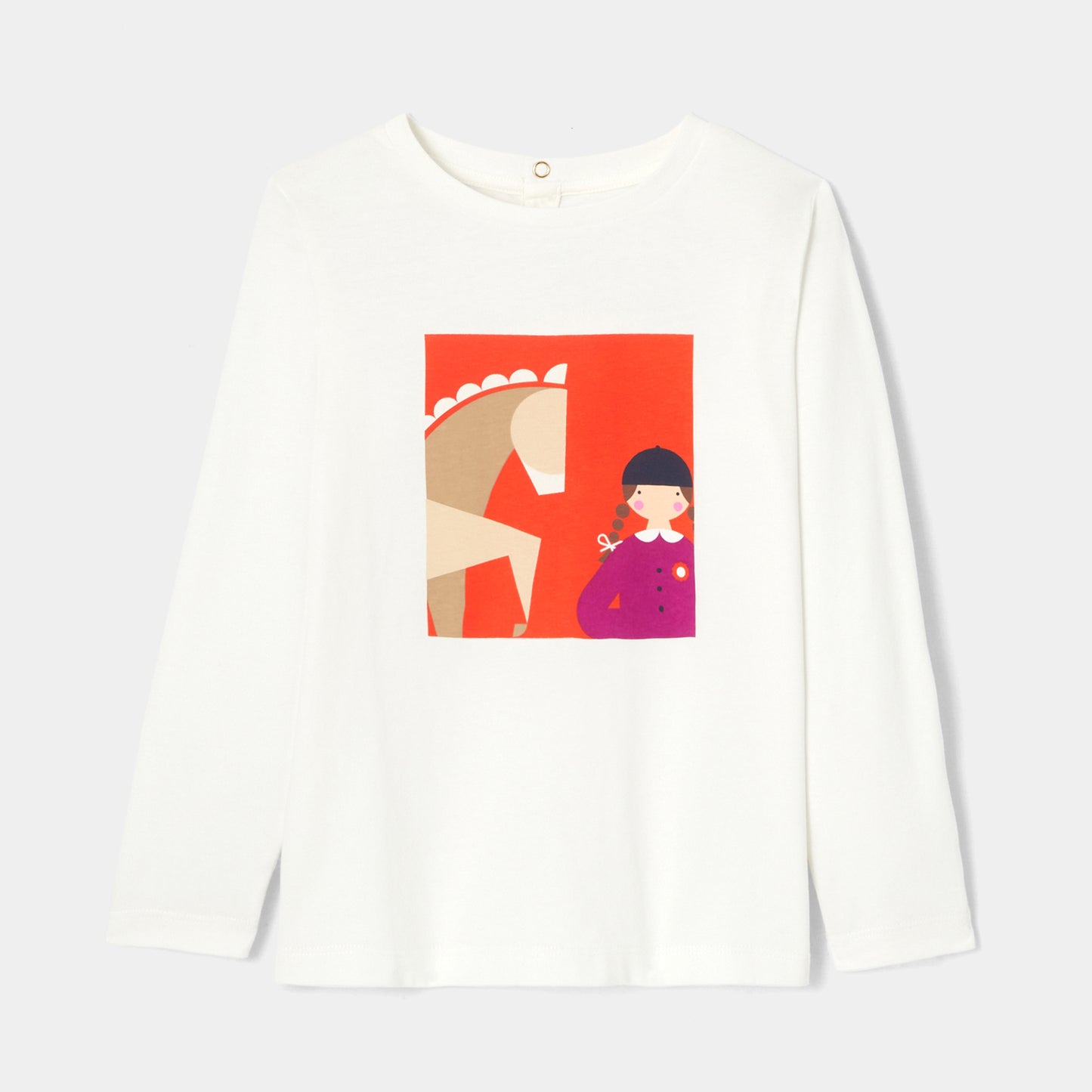 プリント入り長袖Tシャツ