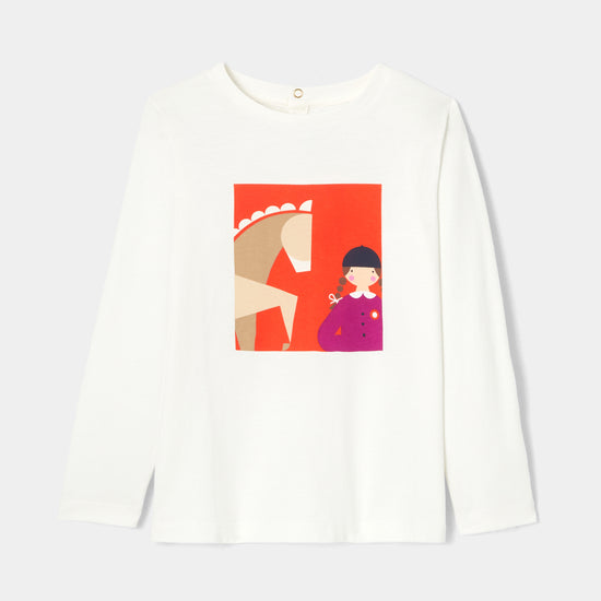 プリント入り長袖Tシャツ