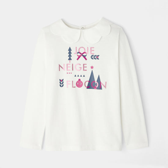 スカラップ襟長袖Tシャツ