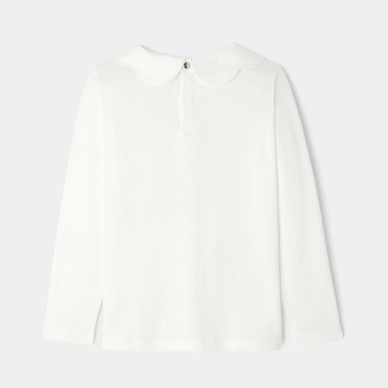 スカラップ襟長袖Tシャツ
