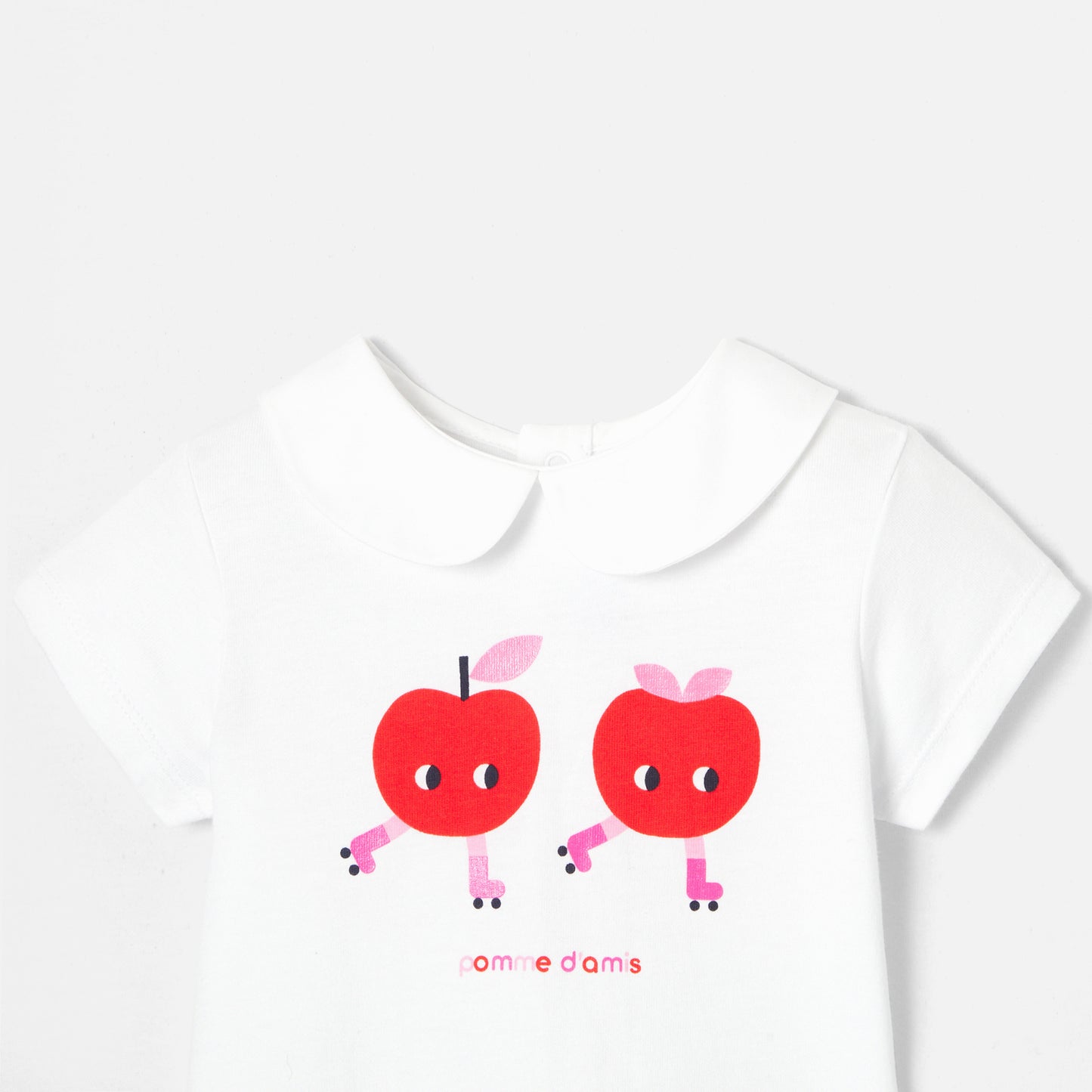 プリント入り襟付き半袖Tシャツ