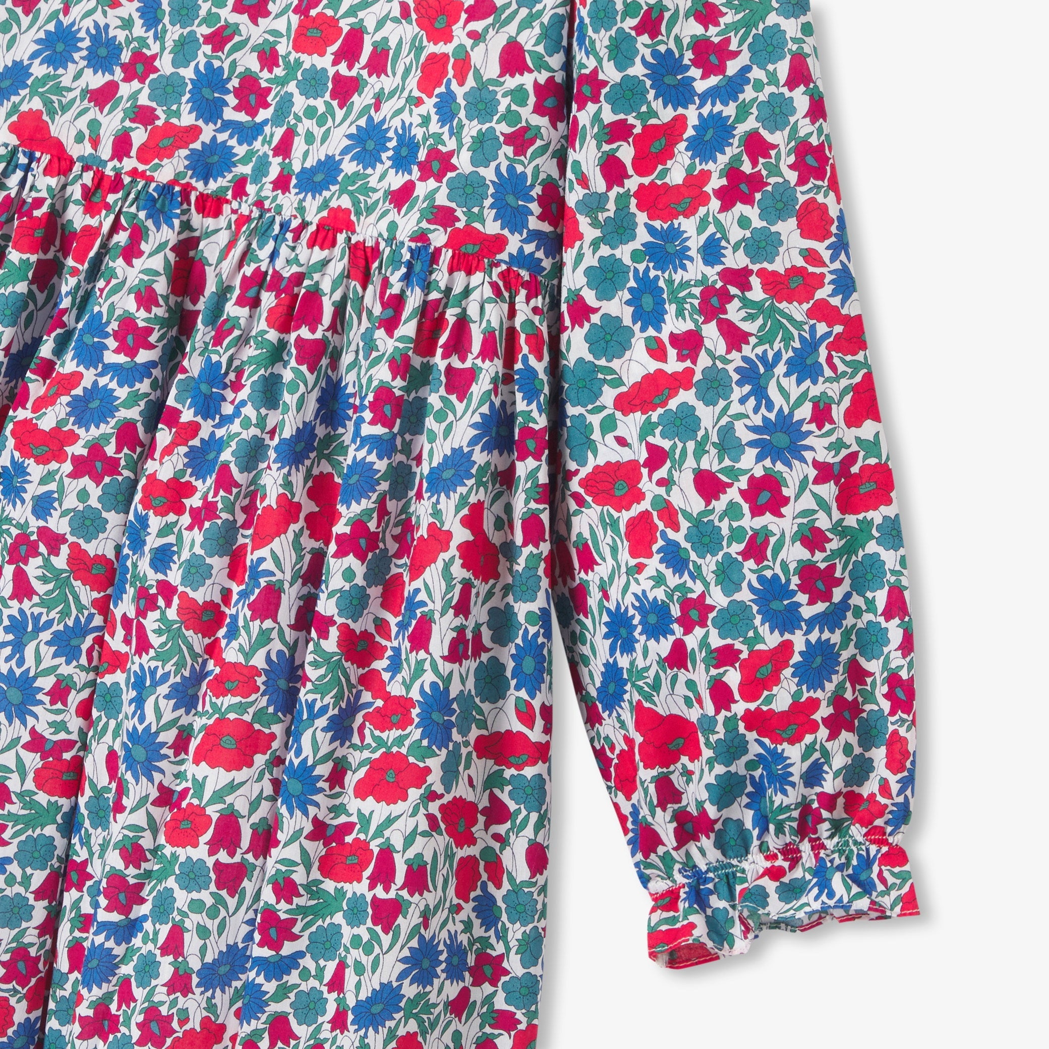 ジャカディ　2024新品 フリル付きリバティワンピース フリル袖付きリバティプリントワンピース | | Jacadi Paris