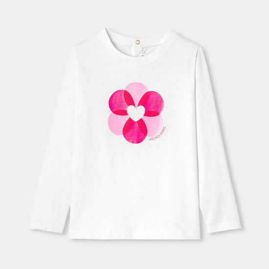 フラワーモチーフ長袖Tシャツ