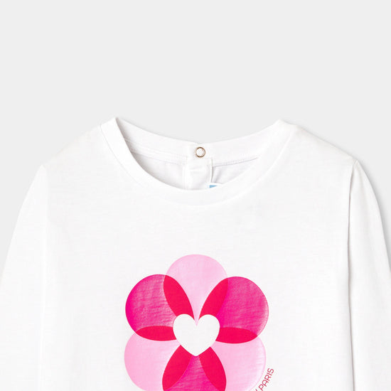 フラワーモチーフ長袖Tシャツ