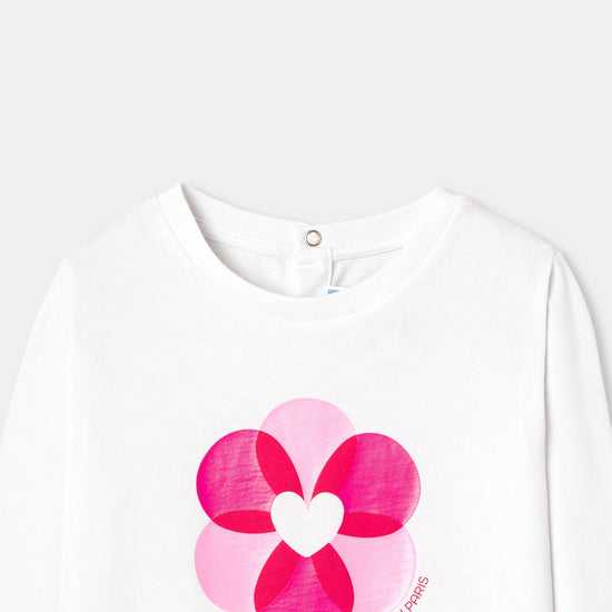 フラワーモチーフ長袖Tシャツ