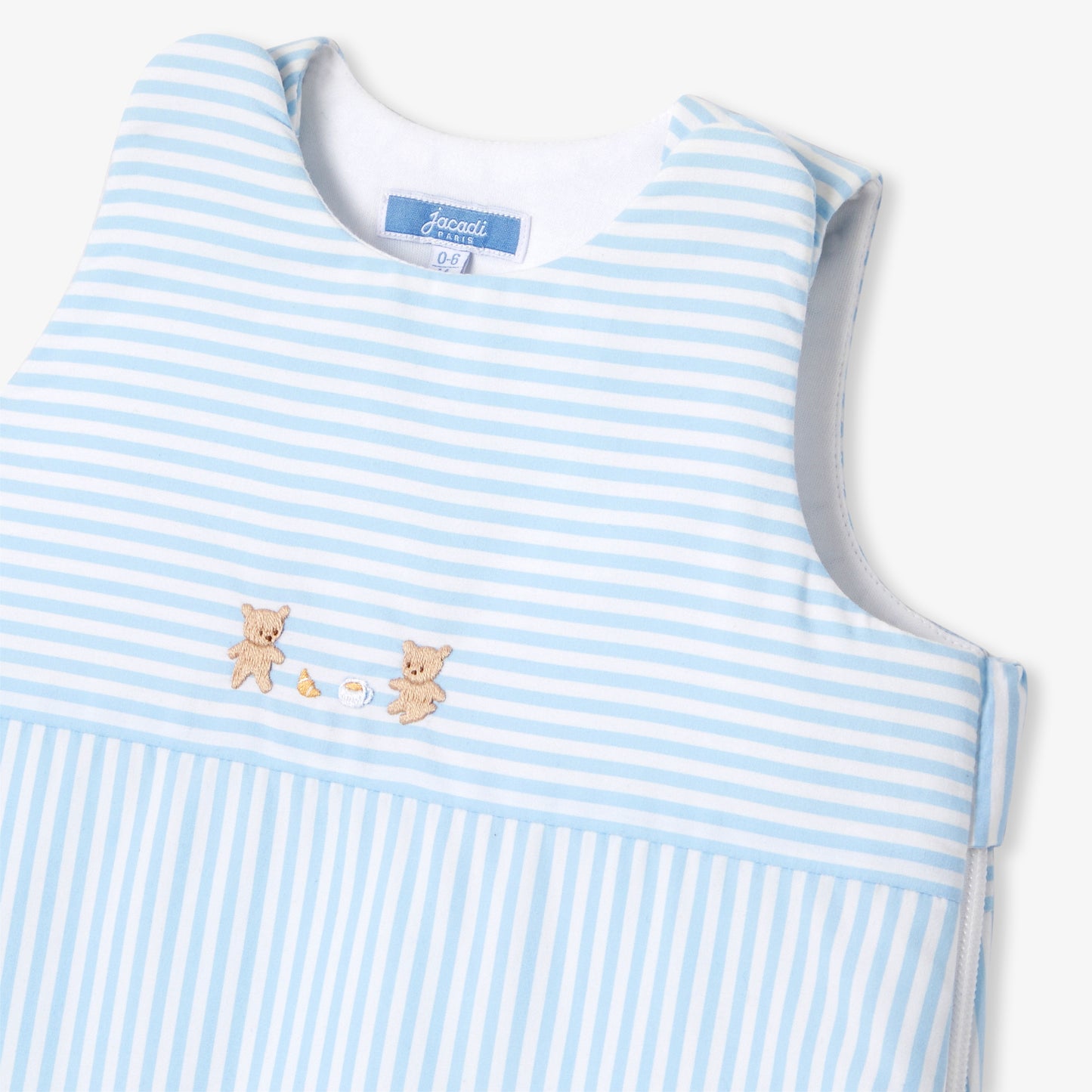 手刺しゅう入りストライプ柄スリーパー