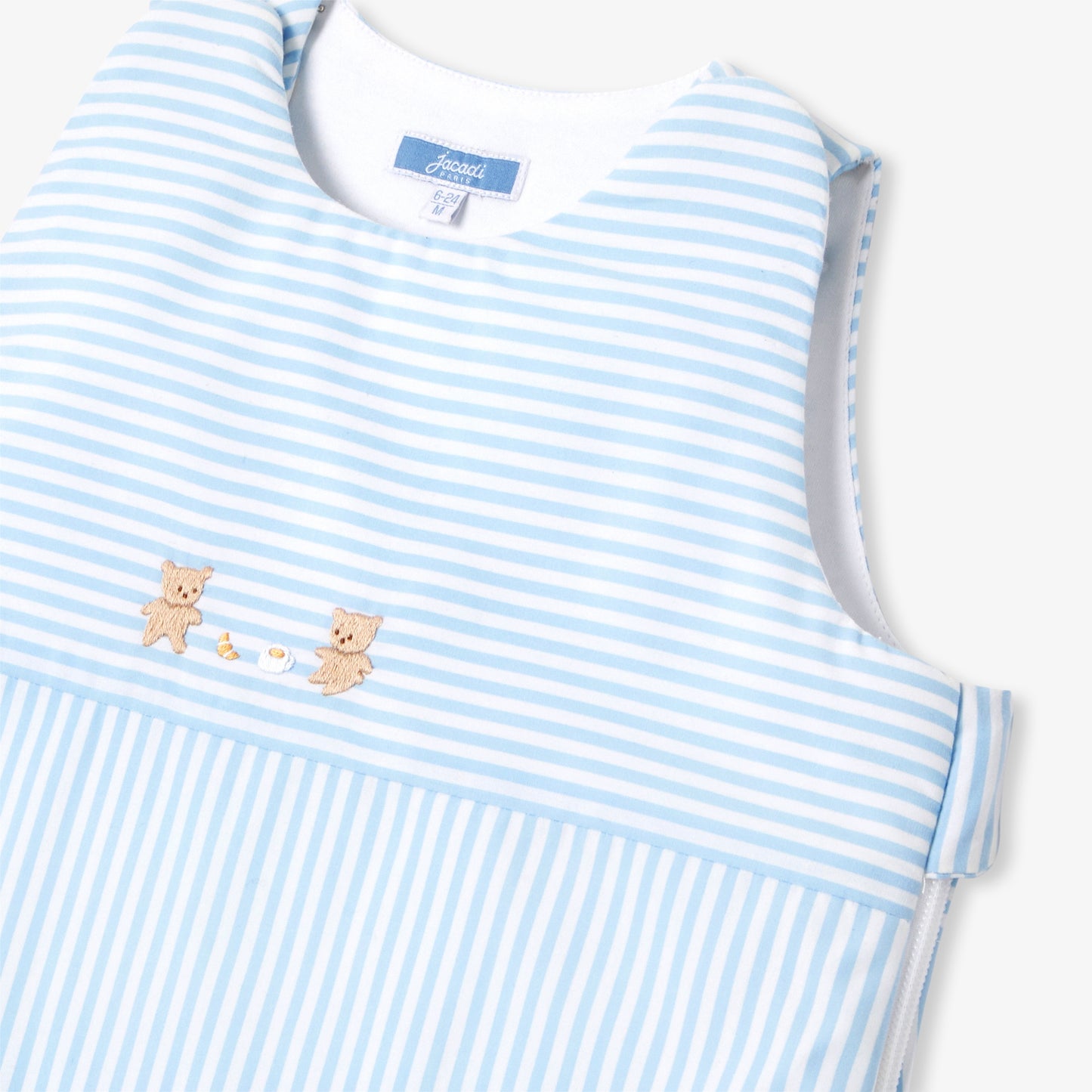 【長さ調整可能】手刺しゅう入りストライプ柄スリーパー