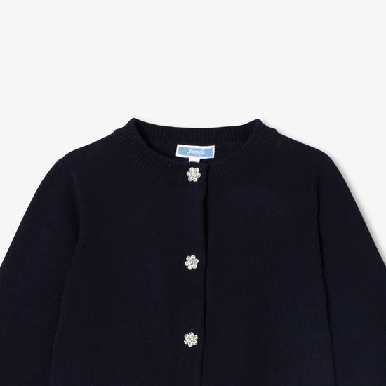 花型ボタン付きカーディガン