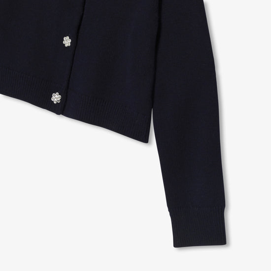 花型ボタン付きカーディガン