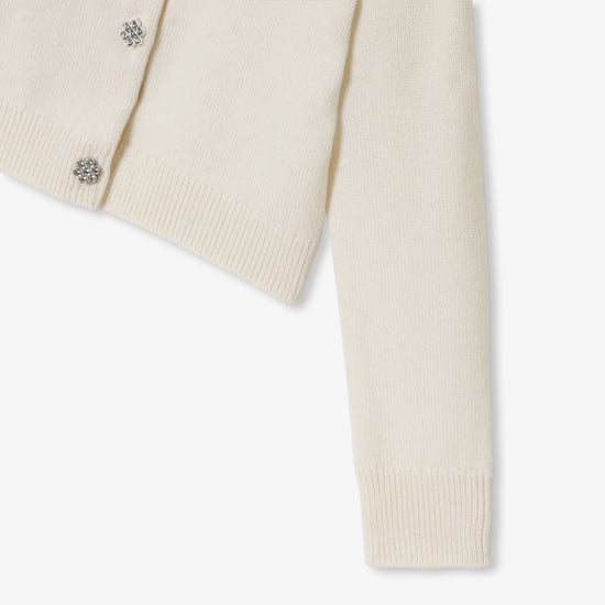 花型ボタン付きカーディガン