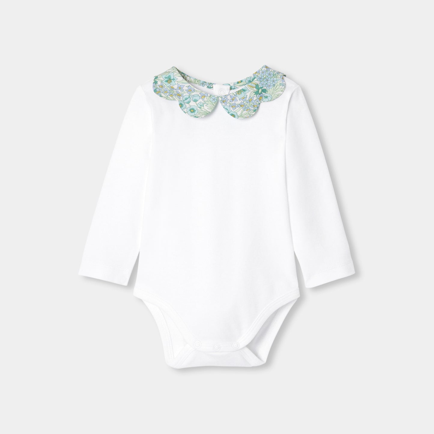 リバティプリント襟付きボディスーツ