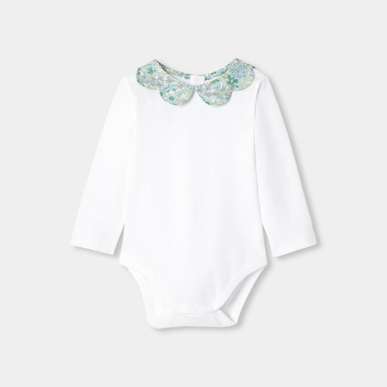 リバティプリント襟付きボディスーツ