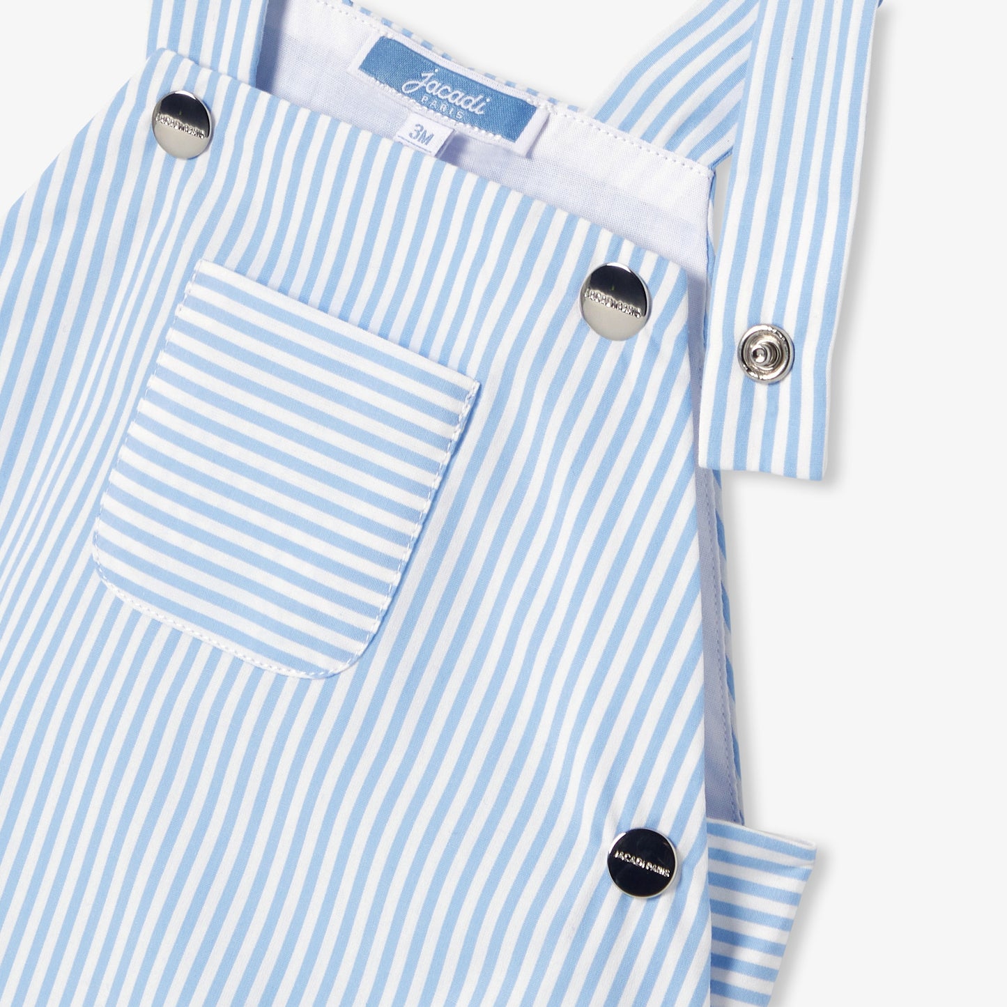 ブルーストライプショート丈サロペット