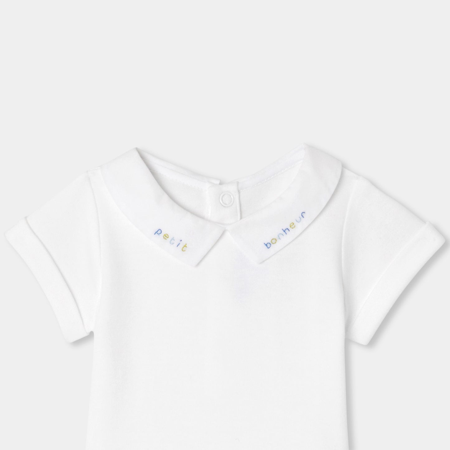 手刺しゅう入り半袖ボディスーツ