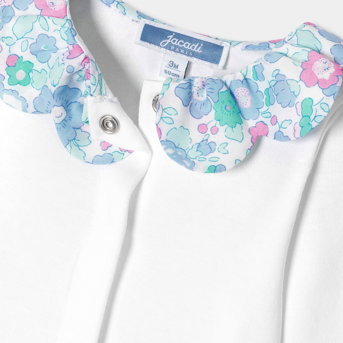 リバティプリントカラー足つきロンパース