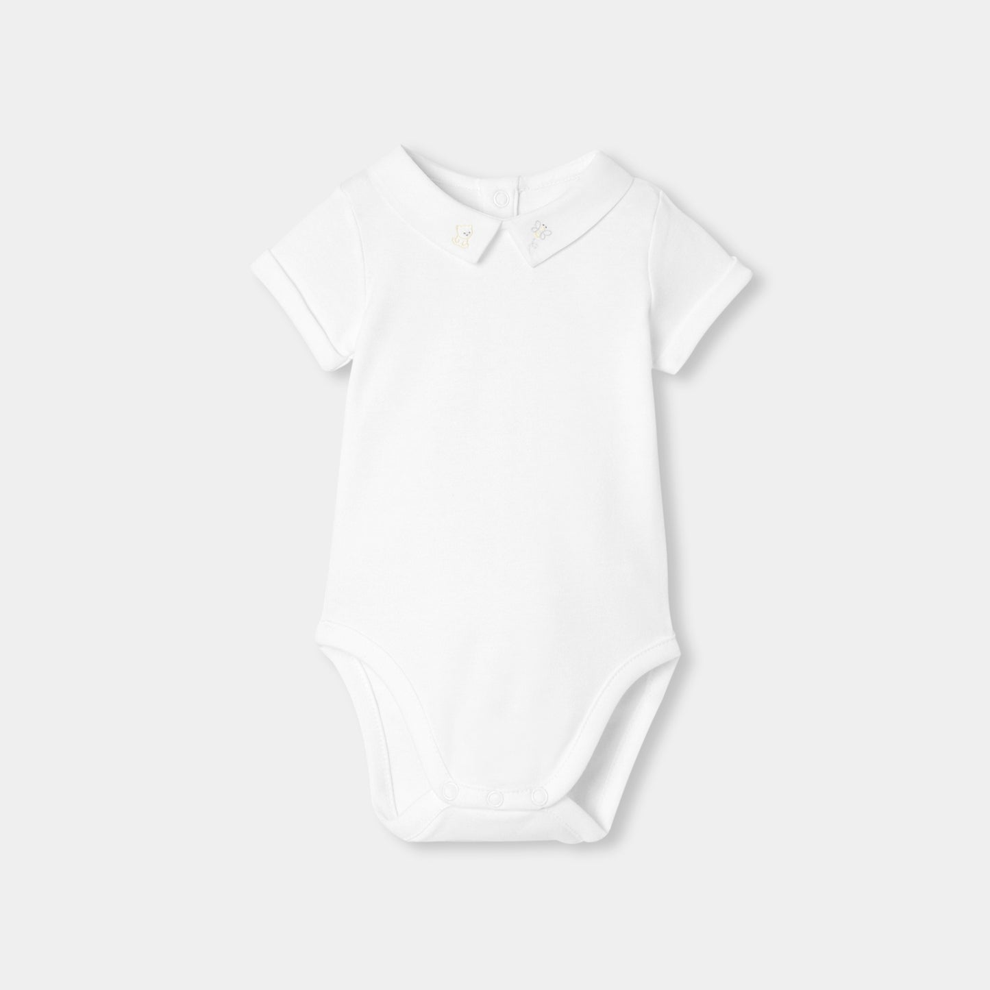 手刺しゅう入り半袖ボディスーツ