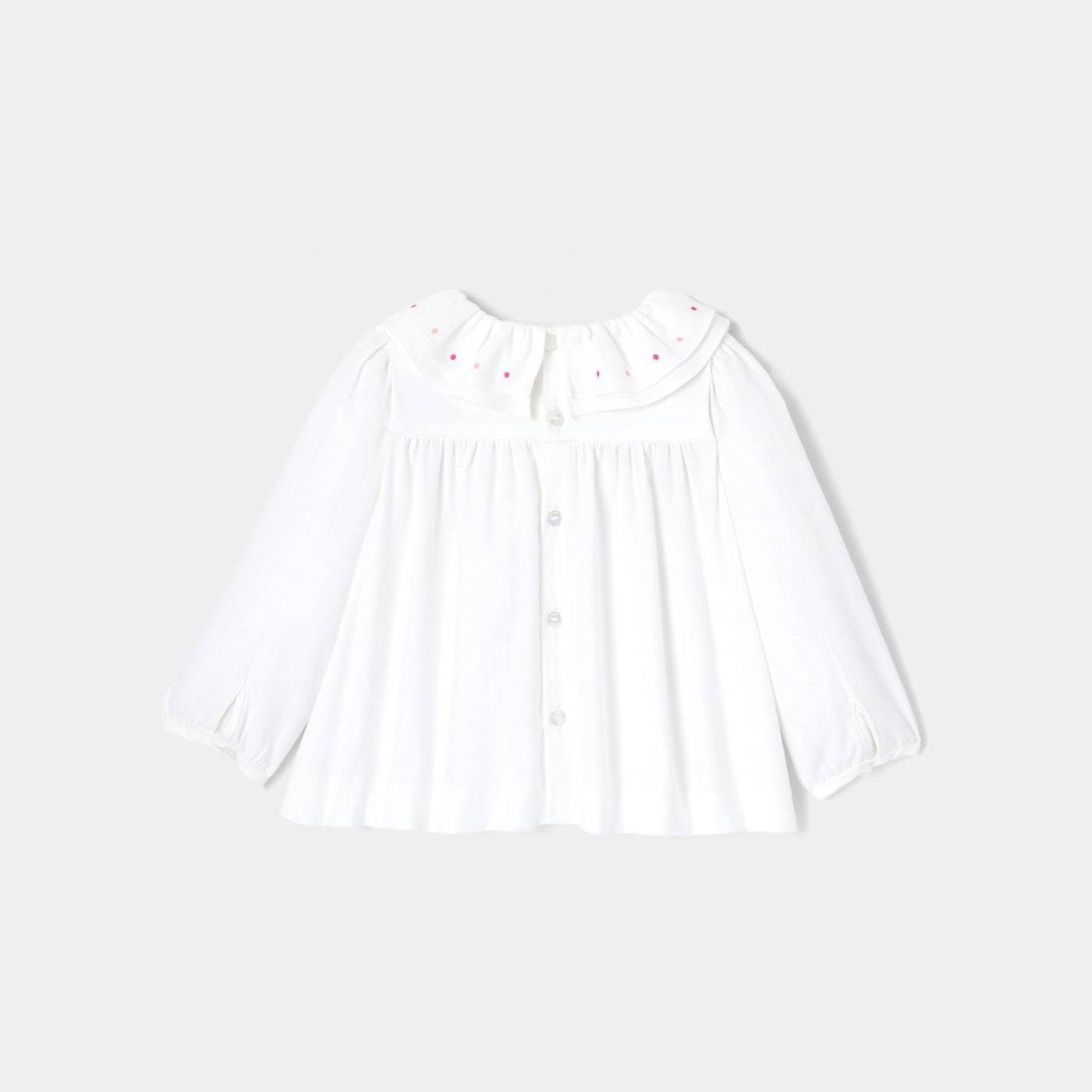 PERLETTE - 刺繡入りダブルフリル襟ブラウス