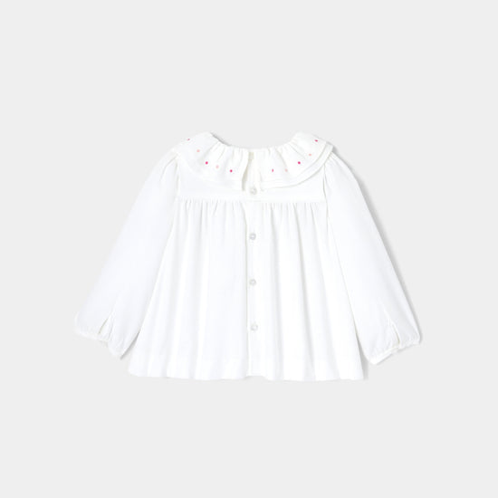 PERLETTE - 刺繡入りダブルフリル襟ブラウス