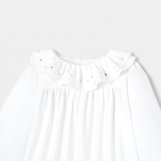PERLETTE - 刺繡入りダブルフリル襟ブラウス